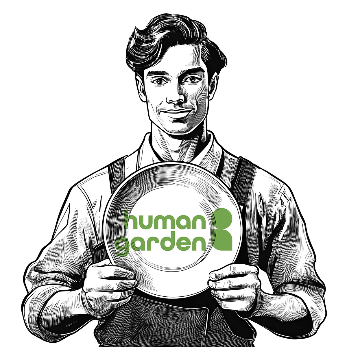 Contadino con piatto Human Garden